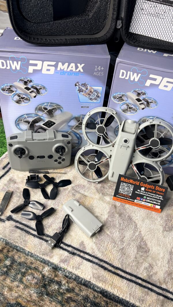 DJW P6 Max Drone with 4K HD Camera, Brushless Motor & Obstacle Avoidance | Foldable RC Camera Drone for Beginners