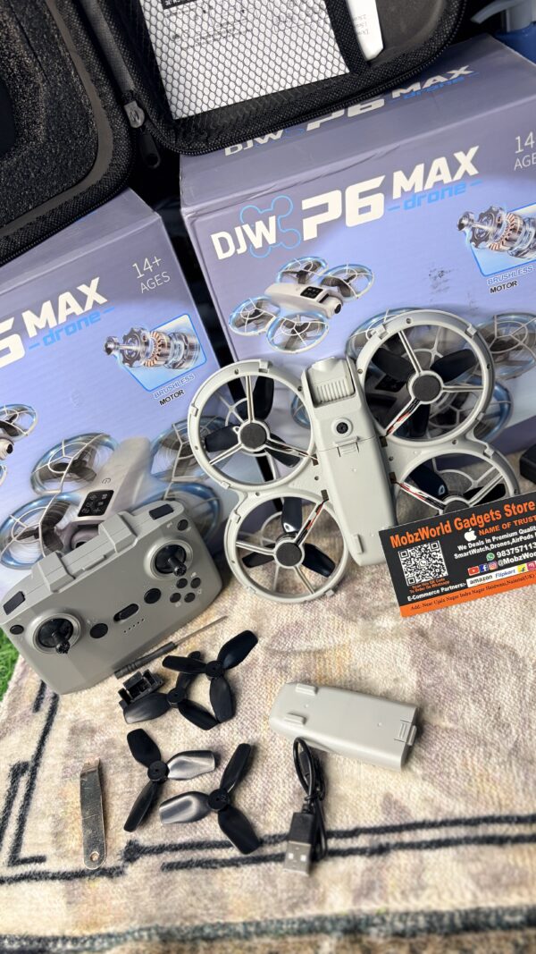 DJW P6 Max Drone with 4K HD Camera, Brushless Motor & Obstacle Avoidance | Foldable RC Camera Drone for Beginners