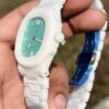 Luxury White Ceramic Analog Watch for Men & Women | Premium Sky Blue Dial Watch – MobzLuxuria