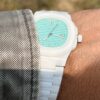 Luxury White Ceramic Analog Watch for Men & Women | Premium Sky Blue Dial Watch – MobzLuxuria