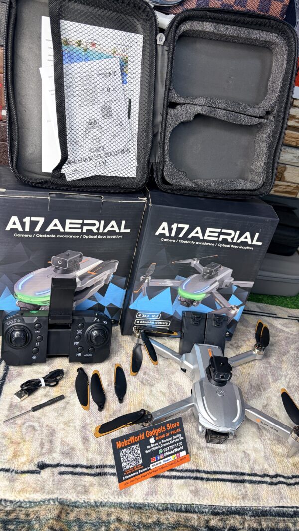 A17 Aerial Drone with Dual Camera, Obstacle Avoidance & Optical Flow | Foldable RC Drone for Beginners