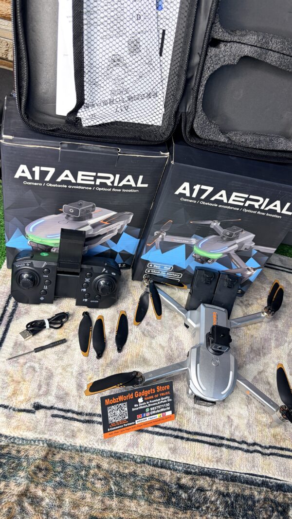 A17 Aerial Drone with Dual Camera, Obstacle Avoidance & Optical Flow | Foldable RC Drone for Beginners