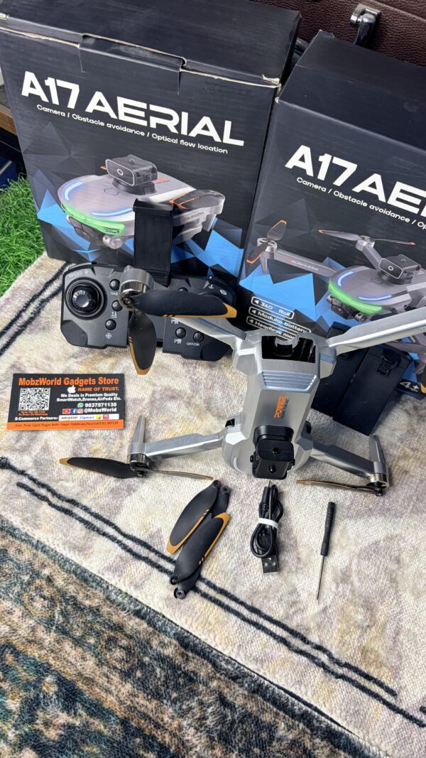 A17 Aerial Drone with Dual Camera, Obstacle Avoidance & Optical Flow | Foldable RC Drone for Beginners